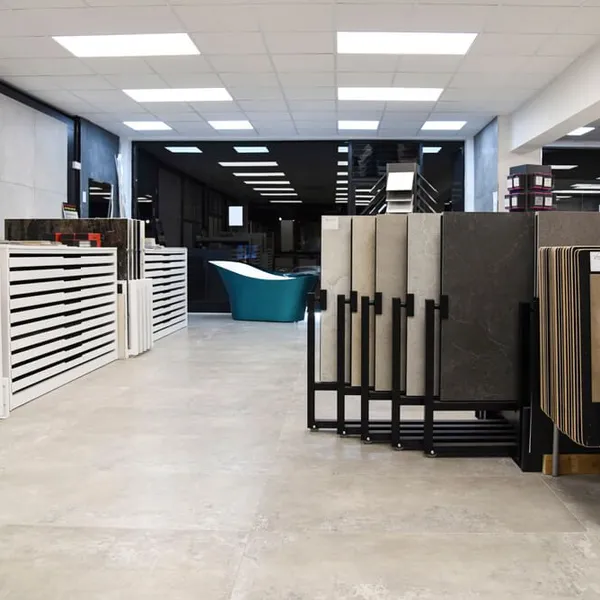 Modern Minimalist Tile Display Rack for Premium Tile Showroomds