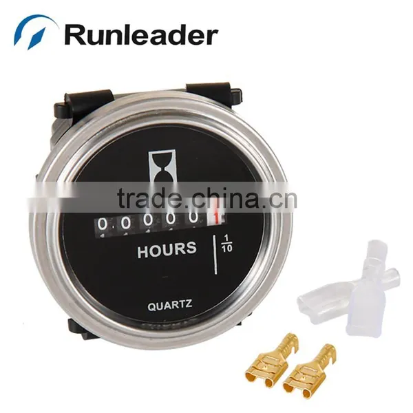 Silver Bezel AC/DC Engine Running Hour Meter for Generator Marine Boat photo-2