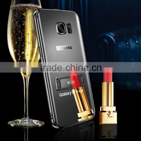 KXX Gold Series Stainless Steel Bumper With Acrylic Backplaneck Case for Samsung S7 Edge Luxury Mirror Back Stand Case MT-5580 photo-4
