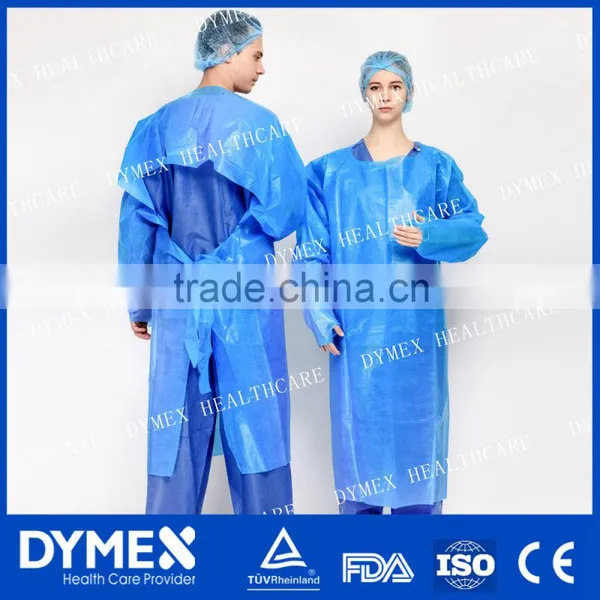 Over the Head Thumb up Open Back Non Woven Fabric Protective Impervius Gown photo-3
