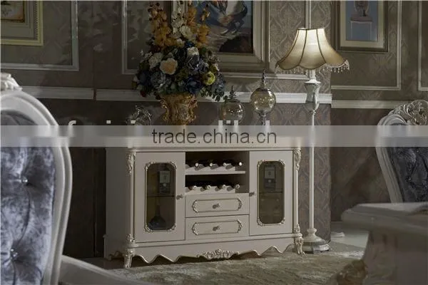 Noble Treasures Elegant French Style Dinging Table and Chair Set With Cabinet / French Royal Round Table CZ102 photo-4