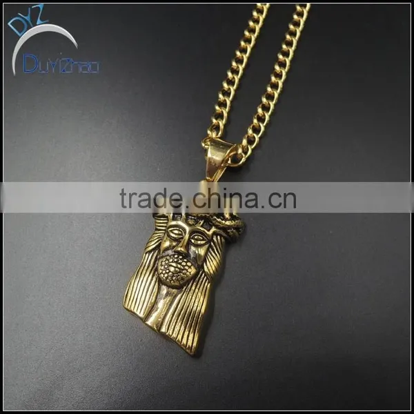 Stainless Steel Gold Plated Jesus Head Pendant photo-4