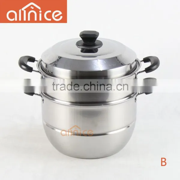 Allnice-New Design #430 Stainless Steel 2-layer 15-qt Durable Multipots & Steamers With Steel Lid and Bakelite Handles&knob photo-2