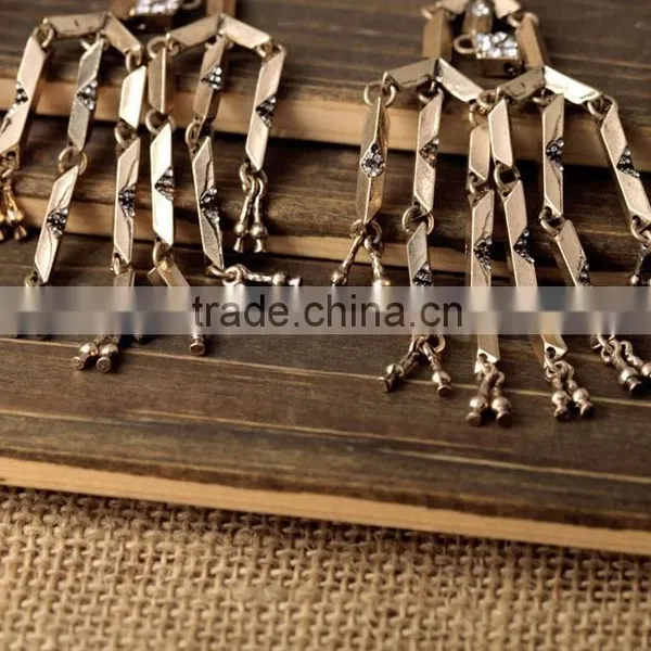 Statement Wholesale Fashion Alloy Tassel Drop Earring Vintage Crystal Pendant Earring photo-4