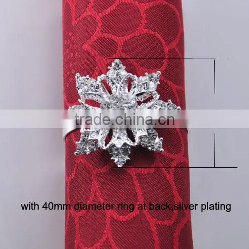 (M0354-ring) 100pcs/lot Elegant Wedding Flower Rhinestone Napkin Rings,Napkin Holders,36mm Diameter ,40mm Ring ,silver Plating