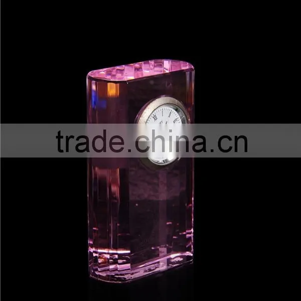 Transparent Simple Design Pink Crysal Cube Block Clock photo-2