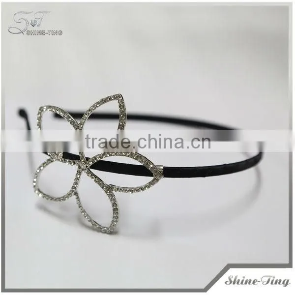 2014 Hot Wholesale Metal Rhinestone Hair Hoop With Flower for Girl