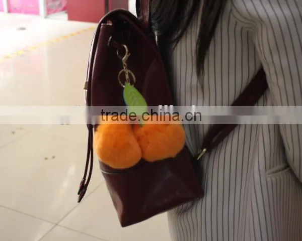 Ball Shape Rex Rabbit Fur Keyring/ Real Rex Fur Ball Key Chain With Pompoms for Bags photo-4