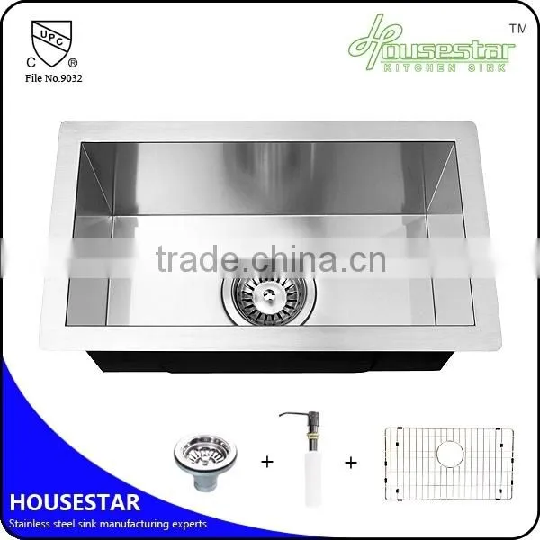 R10-2018 CUPC Approved Undermount Single Bowl Handmade Stainless Steel Kitchen Wash Sink With Brush Finish photo-3
