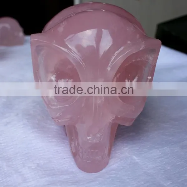 New Arrived Rose Quartz Skull Vivid Alien Crystal Skull for Halloween Gift photo-4