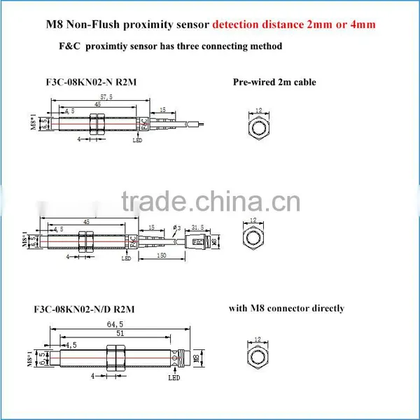 F&C M8 SN 2mm Non-shield 5v dc Inductive Proximity Sensor With CE photo-6