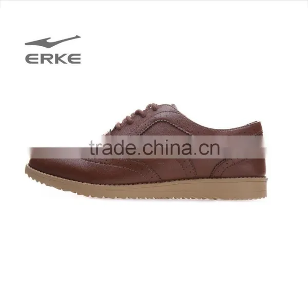 ERKE New Design Ladies Fashion Shoes Lace up Flat Sole MD Outsole Synthetic Leather