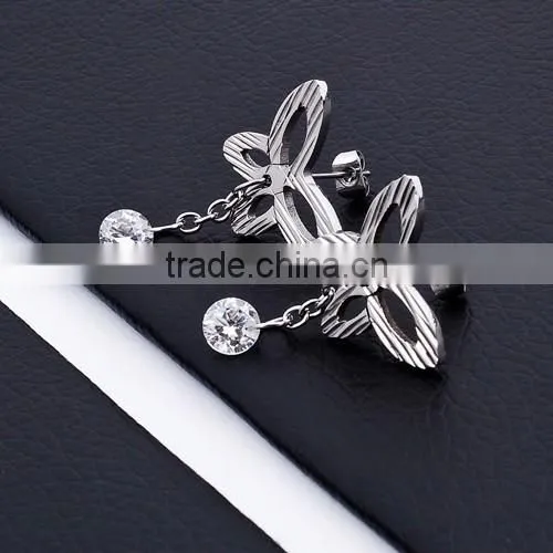 Fashion Big Crystal Stainless Steel Crystal Earring BE10161 photo-3