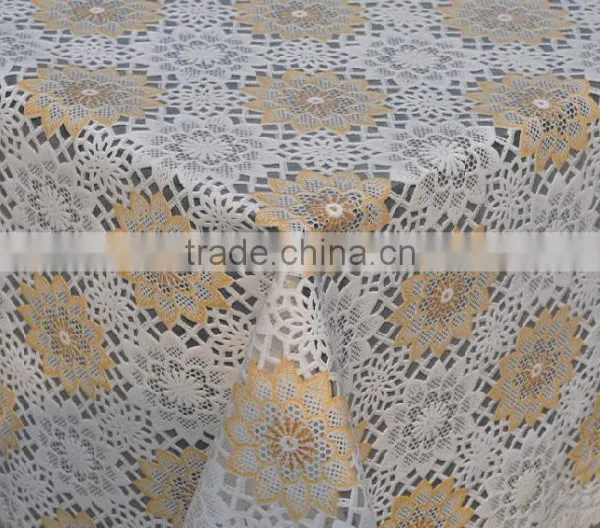 White Plastic Lace Crochet Pattern NT Table Cloth Vinyl Tablecloth
