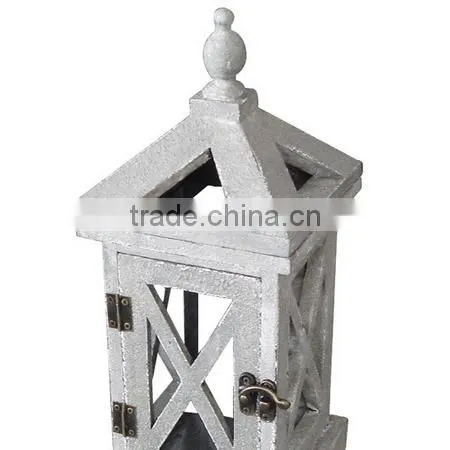 Grey Color Antique Wooden Candle Holder photo-6