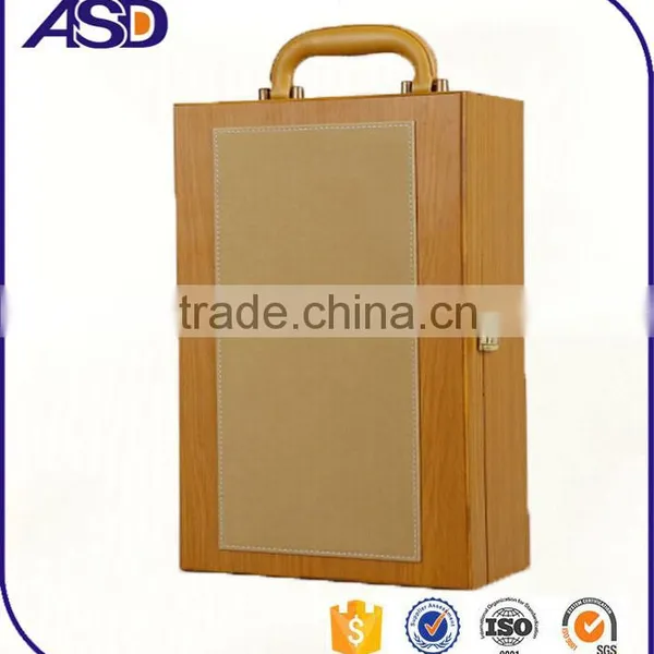 Customize Cylinder Wooden Wine Gifts Box Packaging With Handle Wine Carrier Wholesale photo-3
