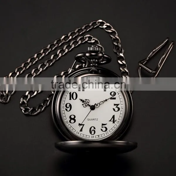 Vintage Men White Dial Analog Pendant Quartz Pocket Watch photo-5