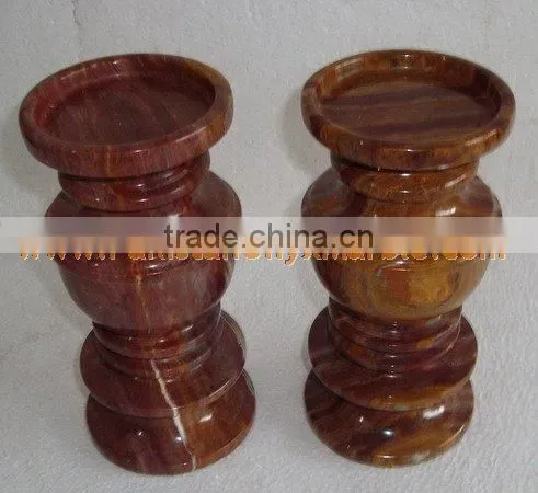 NATURAL COLOR ONYX CANDLE HOLDERS STANDS photo-6