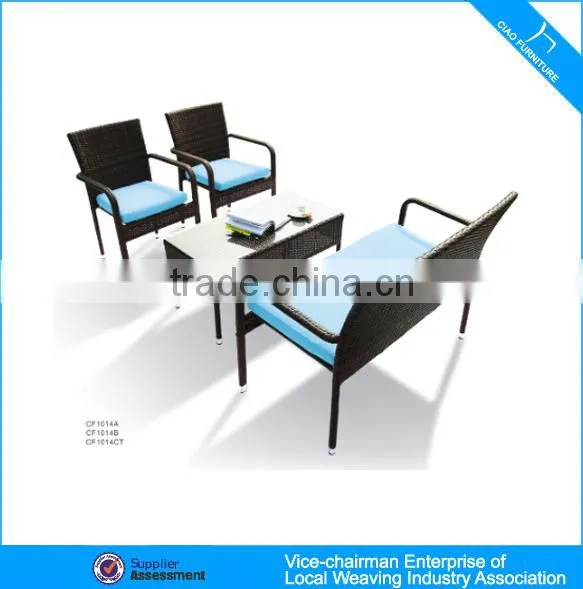 Outdoor Rattan Furniture Cafe Set Coffee Table And Chairs photo-3