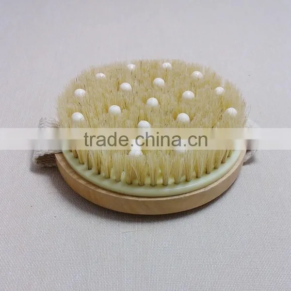 C301-1 Natual Boar Bristle Bath Massage Brush Shower Rubber Massage Brush photo-2