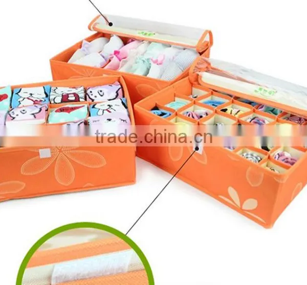 Fashion 7Lattices Oxford Fabric Socks Bra Covered Fabric Storage Box photo-6