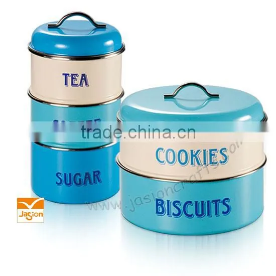 Kitchen Metal 3layers Airtight Canister Set,Treats Biscuits Cake Biscuits Cookies Jar Storage Bin photo-2