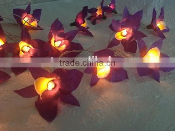 20 Battery Powered LED Purple Orchid Fairy Lights for Party and Decoration photo-3