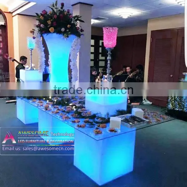Pink Acrylic Dining Table Base With Clear Top for Romantic Wedding photo-3