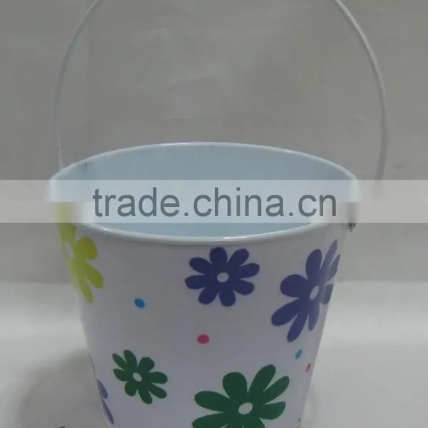 Metal Flower Bucket With Printing Decoration photo-2