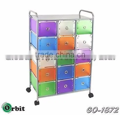 Colorful 4 Tier Plastic Storage Trolley With Drawers, Space Saving Storage Cabinet photo-5