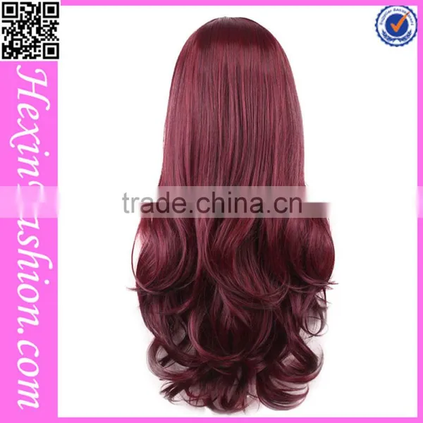 Long Wine Red Curly Wig Wholesale photo-2