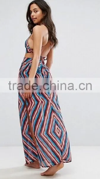 Fashionable Boohoo Maxi Beach Dress Set Crop Top Set photo-3
