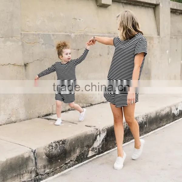 2016 Summer Stripe Printing Matching Mother Daughter Dresses Clothes photo-2