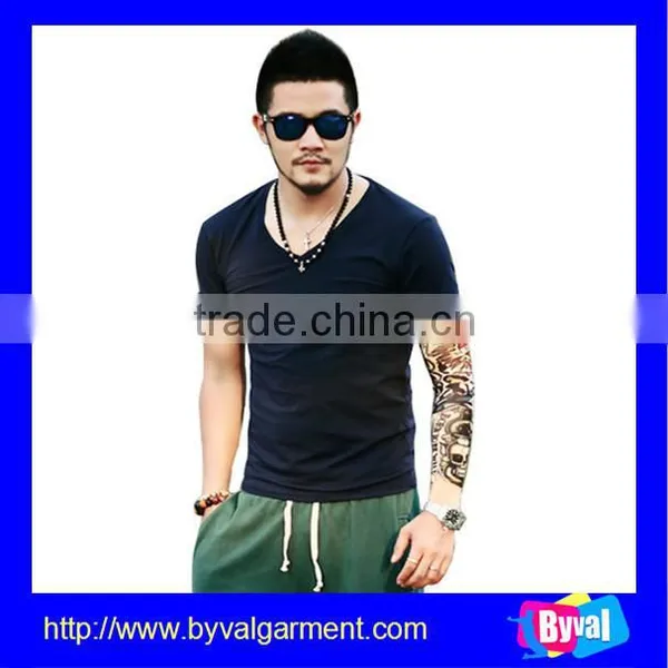 Wholesale High Quality V Neck T Shirt Short Sleeve For Men T Shirts Plaint Cotton T Shirt