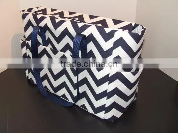 Fashion Monogrammed Big Stripe Tote Bag photo-2