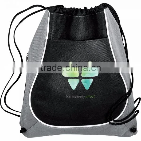 Coil Drawstring Backpack - Has an Open Main Compartment, Which Cinches at the Top, Open Front Pocket and Comes With Your Logo. photo-3
