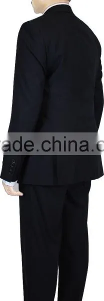 NAAMS MEN'S WOOL 2 BUTTON 2 VENT SLIM FIT SUIT JACKET FLAT FRONT PANT NAVY HERRINGBONE photo-3