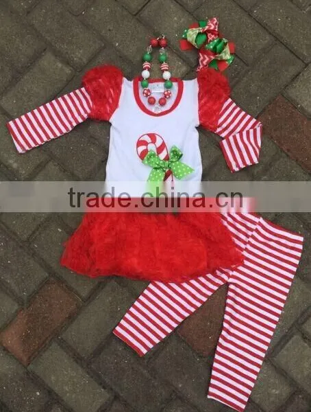 Girls Christmas Outfit With Necklace and Bow