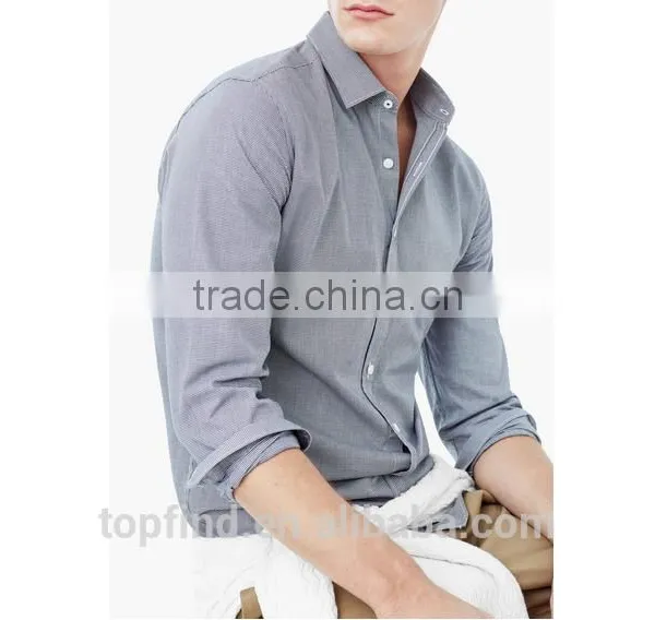 Modern Slim Grey 100% Cotton Casual Shirt for Man photo-3