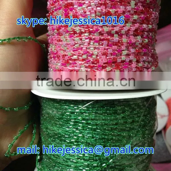 Wholesale Beaded Garment Loose Beads/ Cording Bead / Cheap China Glass Beads Roll Cording Thread photo-2
