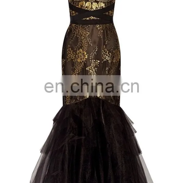 Ladies Long Evening Party Dress Black Lace Mermaid Evening Gowns photo-4