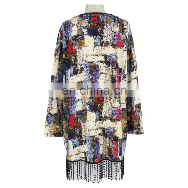 2017 Old Women Boho Frill Prirnt Tunic Guangzhou Supplier photo-2