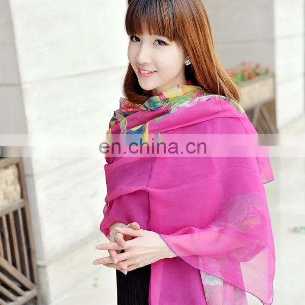 2015fashion Style Newest High Quality Silk Georgette Digital Printing Pashmina(SP887BL) photo-3