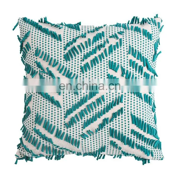 Boho Style Colorful Hand Block Indian Pillow Cover Decorative 18X18" Embroidery Chindi Cushion Cover photo-3