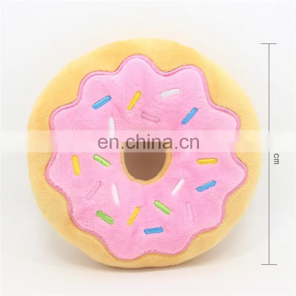 15cm Diameter Squeaky Eco Friendly Plush Doughnut Dog Toy photo-6