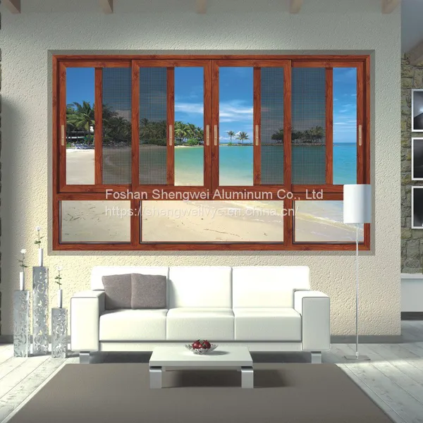 China Factory Aluminum Frame Double Glass Grill Design Cheap French Sliding Window photo-2