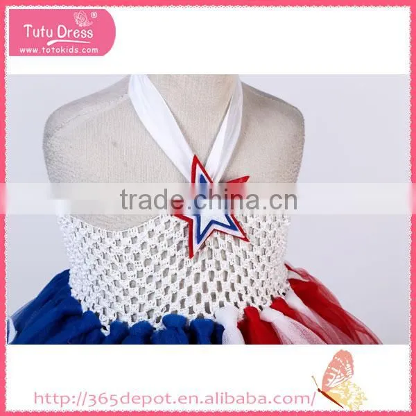 Ruffle Navy Blue Star Decoration Fluffy Voile Girl's Dress Children Frocks Designs photo-4