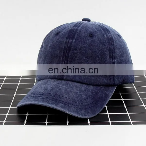 Low MOQ Custom Unisex Adjustable Vintage Cotton Washed Dad Hat Plain Distressed Baseball Cap photo-2