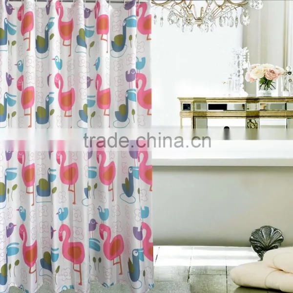 Lovely Design for Children Waterproof Polyester Flower Printed Shower Curtain photo-2