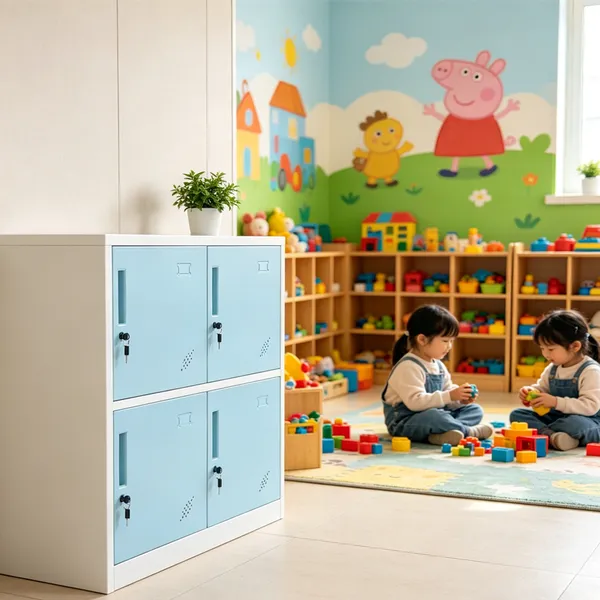 Blue Color Small 4 Doors Steel Locker School Kindergarten Metal Storage Cabinet Locker photo-3